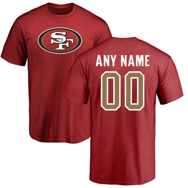 Men San Francisco 49ers NFL Pro Line Red Any Name and Number Logo Custom T-Shirt